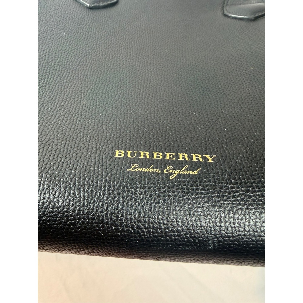 Burberry Banner Small Black Leather Tote Satchel Bag Authenticated Italy #mc - Picture 6 of 16